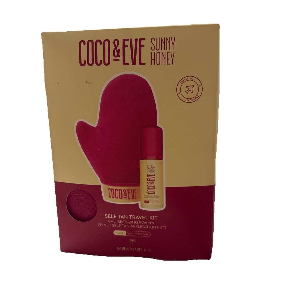 Coco & Eve Sunny Honey Bali Bronzing Foam & Velvet Mitt  Travel Kit 1.69 fl oz